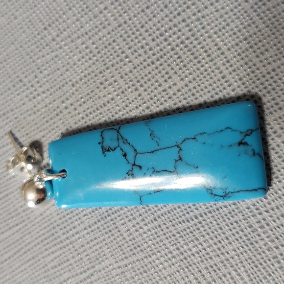 New Beautiful Geniune Slab Turquoise Dangle Post Earrings - Picture 2 of 6